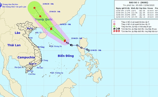Bão số 1 di chuyển theo hướng Tây Bắc và có khả năng mạnh thêm