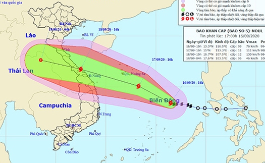 Bão số 5 giật cấp 11 và tiếp tục mạnh lên