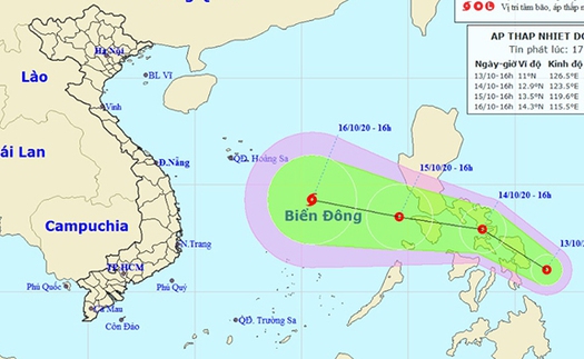 Áp thấp nhiệt đới đang có khả năng mạnh lên thành bão số 8 chồng bão số 7