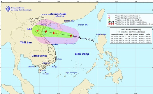 Bão số 7 giật cấp 11 di chuyển theo hướng Tây Tây Bắc đang mạnh thêm