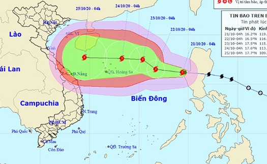 Bão số 8 sẽ mạnh giật cấp 14 đang tiến vào đất liền các tỉnh miền Trung