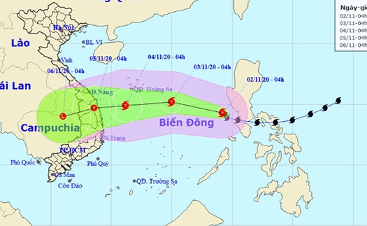 Tin bão khẩn cấp cơn bão số 10 trên Biển Đông