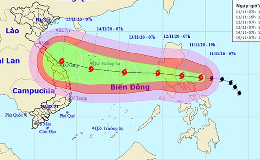 Bão số 13 ảnh hưởng trực tiếp đến miền Trung từ ngày 14 -15/11