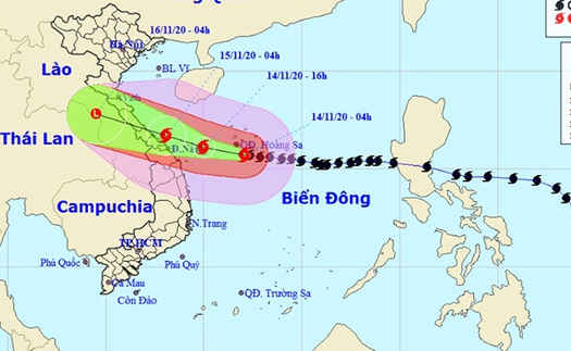 Bão số 13 đổ bộ từ Hà Tĩnh đến Quảng Nam ngày 15/11