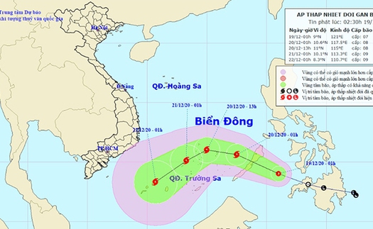 Tin áp thấp nhiệt đới giật cấp 9 gần Biển Đông