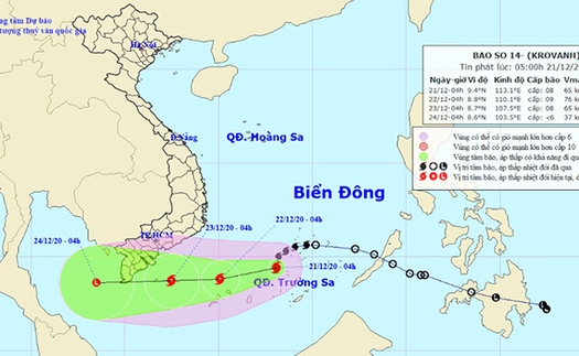 Bão số 14 suy yếu thành áp thấp nhiệt đới, Quảng Ngãi đến Bình Thuận mưa rất to