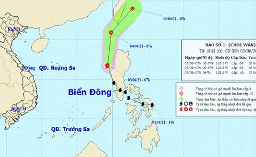 Bão Choi-Wan vào Biển Đông trở thành cơn bão số 1 năm 2021