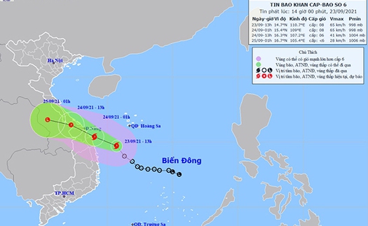 Tin bão khẩn cấp cơn bão số 6