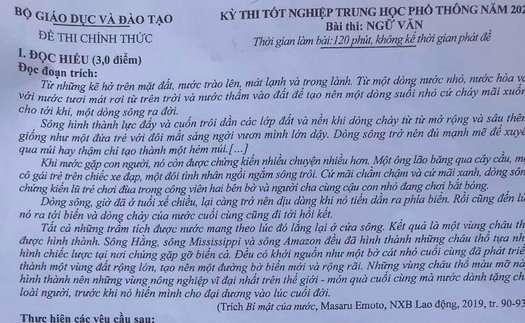 Đáp án môn Văn tốt nghiệp THPT 2022