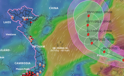 Hướng di chuyển của bão số 7 còn nhiều biến động