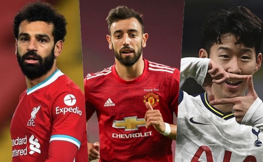 Cuộc đua phá lưới Ngoại hạng Anh: Salah sáng giá nhất. Bruno Fernandes xếp sau Son Heung-min