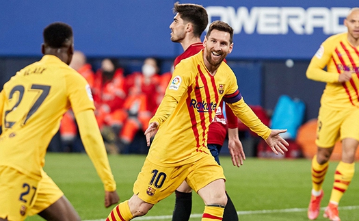 Osasuna 0-2 Barcelona: Messi lập cú đúp kiến tạo, Barcelona áp sát Atletico Madrid