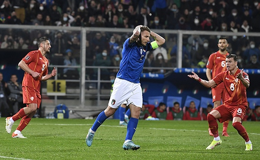 Ý 0-1 Bắc Macedonia: Nhận bàn thua phút bù giờ, Ý lần thứ 2 lỡ hẹn với World Cup