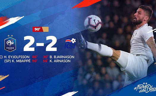 Kylian Mbappe toả sáng phút 90, Pháp thoát thua trước Iceland