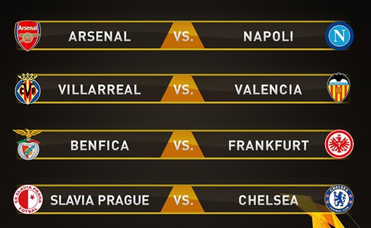 Kết quả Bốc thăm tứ kết Europa League: Đại chiến Arsenal vs Napoli, Chelsea đối đầu Slavia