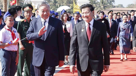Tổng Bí thư Tô Lâm dự Lễ khánh thành Công viên Hữu nghị Lào - Việt Nam ở thủ đô Viêng Chăn