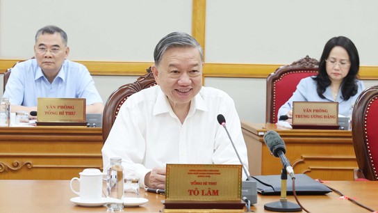 Tổng Bí thư Tô Lâm chủ trì cuộc họp cho ý kiến về tiến độ sắp xếp tổ chức bộ máy và đơn vị hành chính các cấp