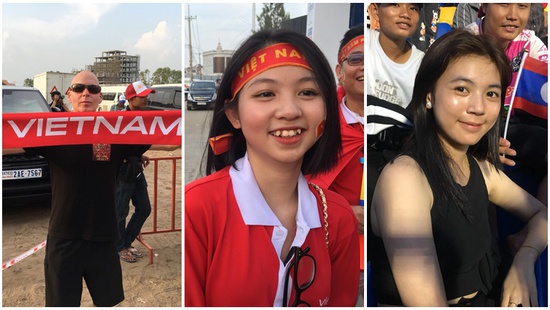Những bóng hồng CĐV trên khán đài trận U22 Việt Nam vs U22 Lào
