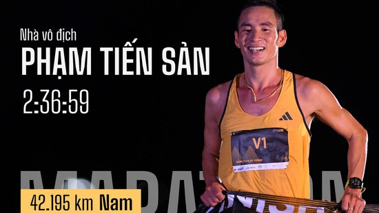 Vừa lập PR ở Berlin Marathon, nhà vô địch SEA Games Phạm Tiến Sản phá kỷ lục ở Longbien Marathon