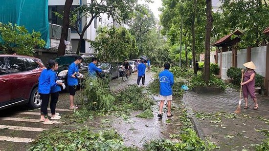 Thanh niên Thủ đô tích cực khắc phục hậu quả do bão số 3 gây ra