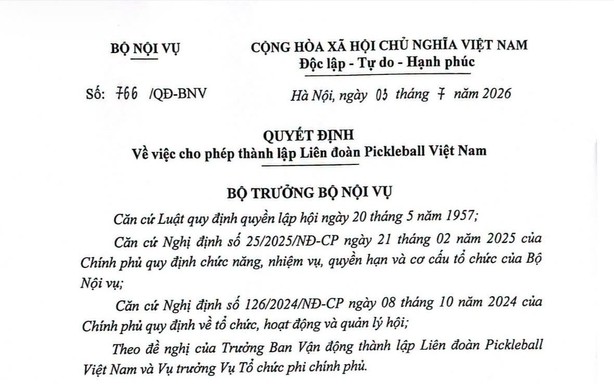 Liên đoàn Pickleball Việt Nam chính thức ra đời