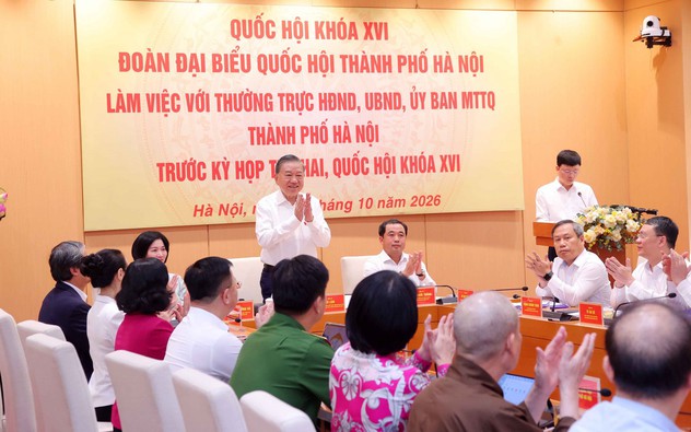 Tổng Bí thư, Chủ tịch nước Tô Lâm dự buổi làm việc chuẩn bị Kỳ họp thứ Hai, Quốc hội khóa XVI của Đoàn đại biểu Quốc hội Hà Nội