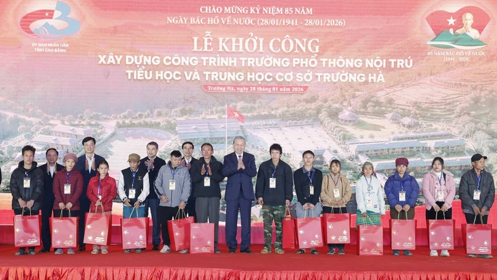 Tổng Bí thư Tô Lâm dự Lễ khởi công xây dựng Trường Phổ thông nội trú Trường Hà - Cao Bằng