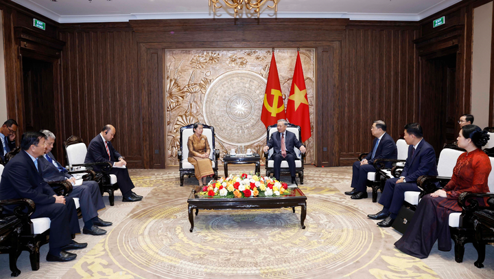 Tổng Bí thư Tô Lâm tiếp Phó Chủ tịch Đảng Nhân dân Campuchia Men Sam An