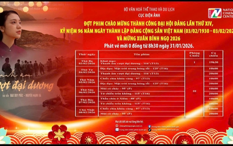 Đợt phim đặc biệt chào mừng thành công Đại hội đại biểu toàn quốc lần thứ XIV của Đảng, mừng Xuân Bính Ngọ